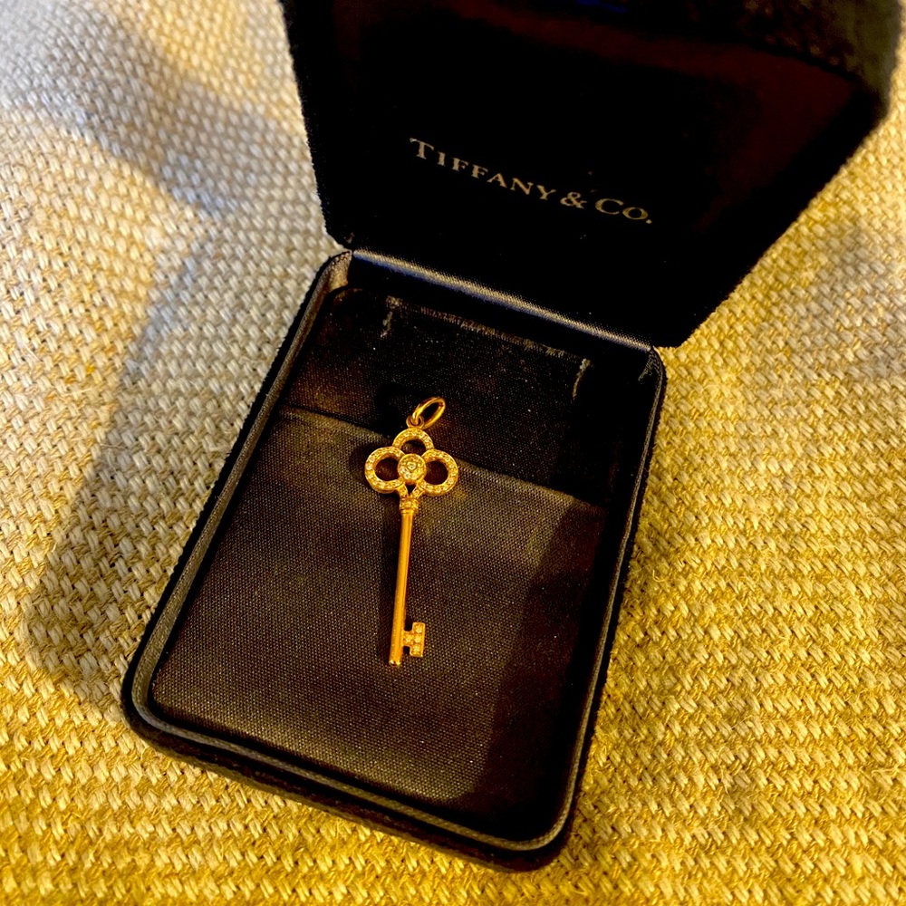Tiffany & Co Crown Key Rose Gold Diamonds Charm